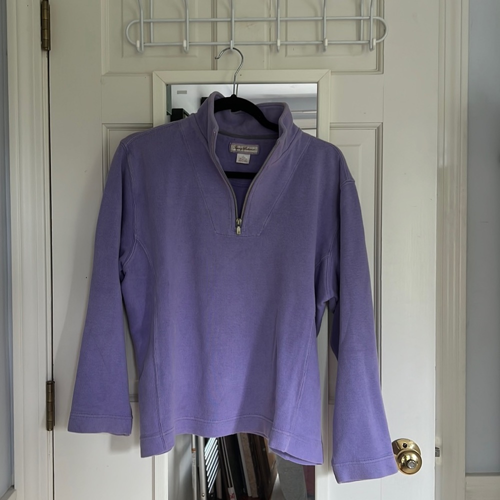 Tommy Bahama purple quarter-zip - brushed chrome zipper
